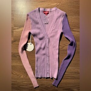 STAUD Women's Gradient Pink and Purple Cardigan